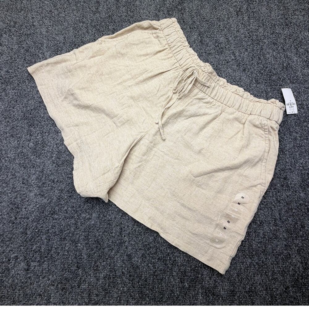 GAP  Linen Blend Shorts Size M Beige Pull On Drawstring NWT